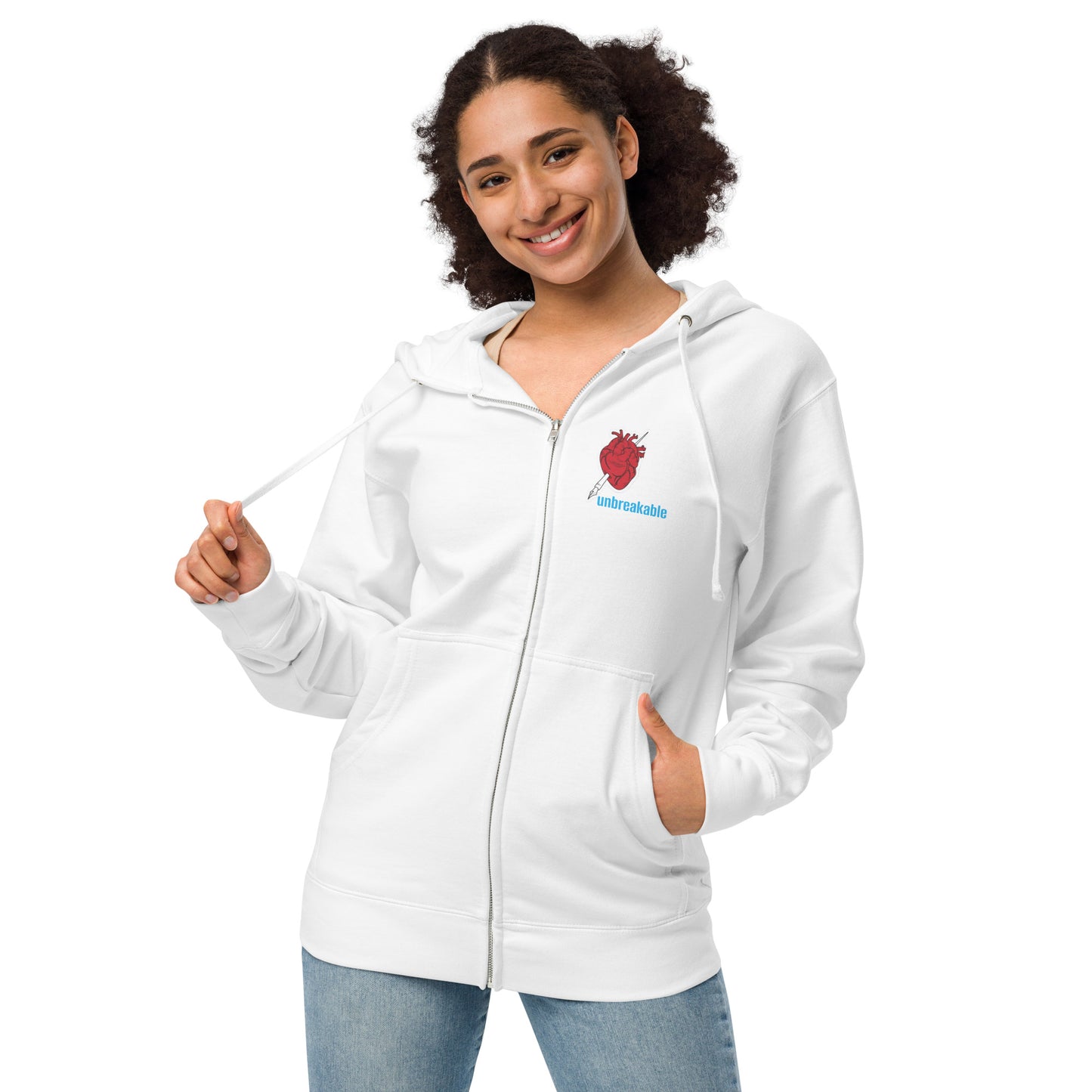 Unisex fleece zip up hoodie
