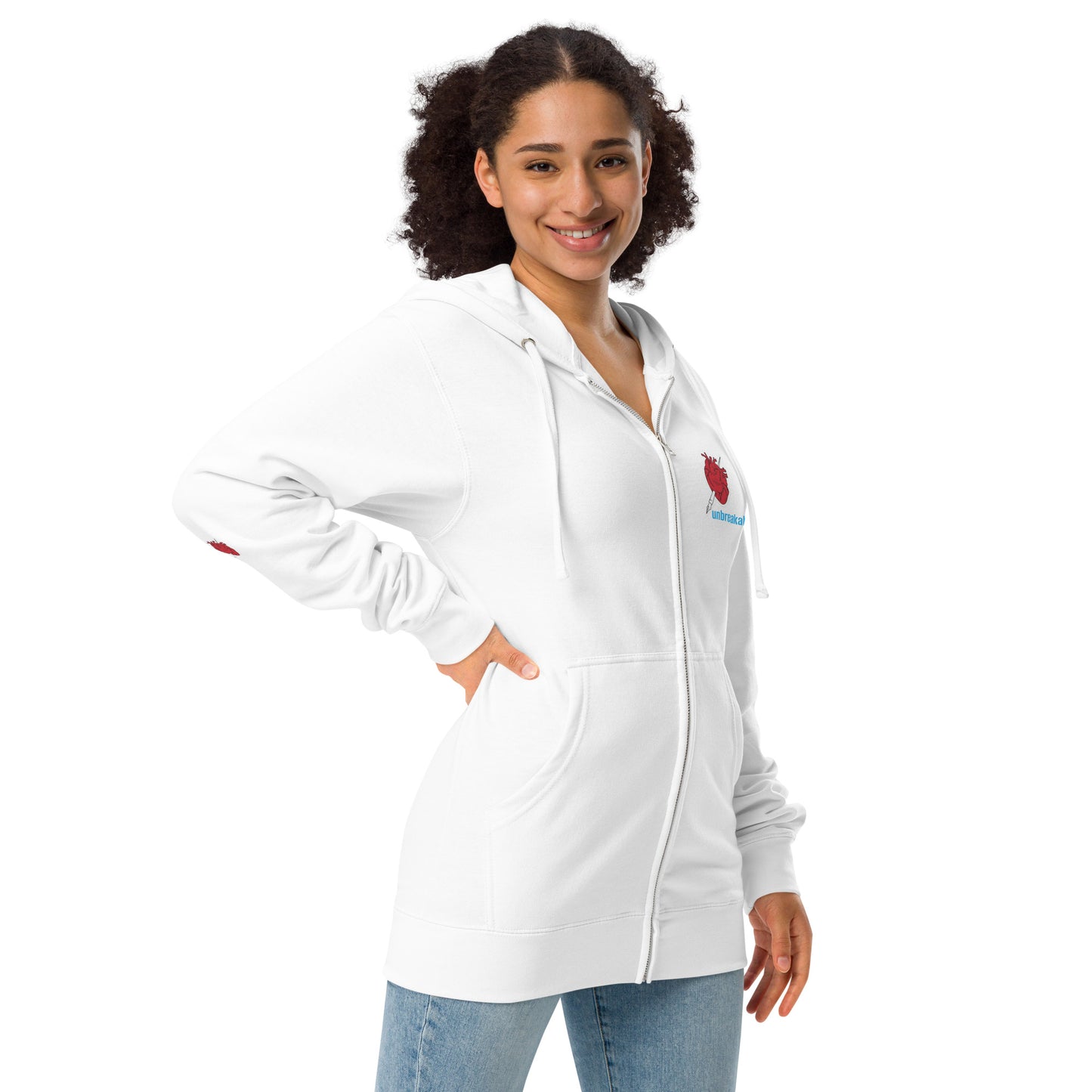 Unisex fleece zip up hoodie
